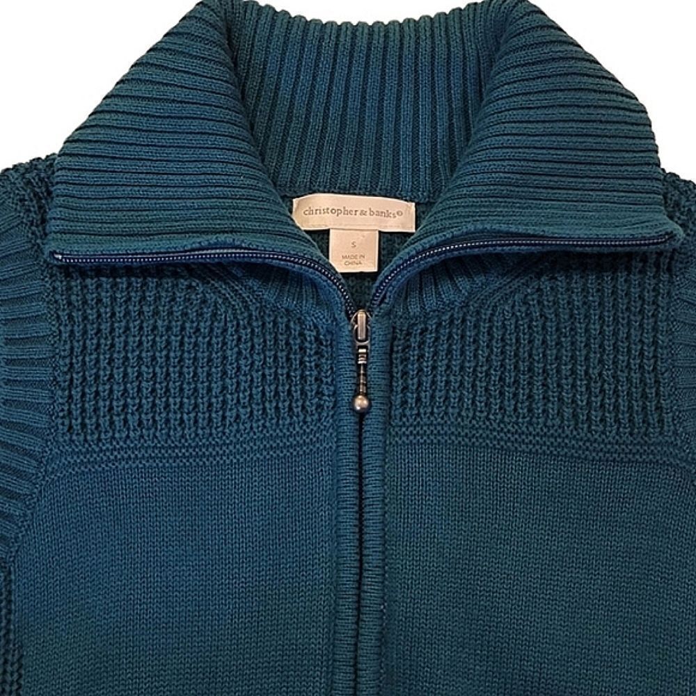 Christopher & Banks Teal Patterned Stitching Sweater Vest Size S - Picture 5 of 8